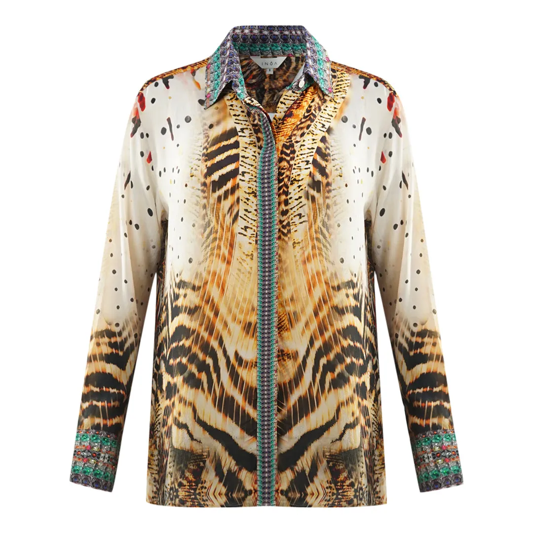 Inoa Golden Eagle 120214 Multicoloured Long Sleeve Blouse Silk Shirt