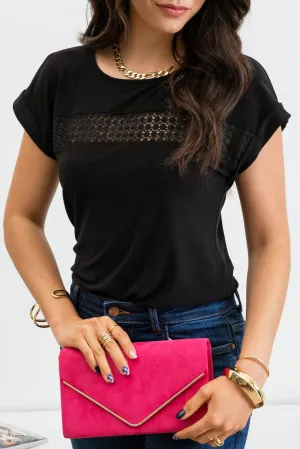 Mel Button Back Lace Trim Top