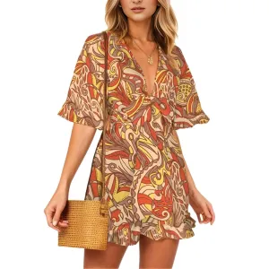 Miarna Ruffle Hem Front Knot Romper
