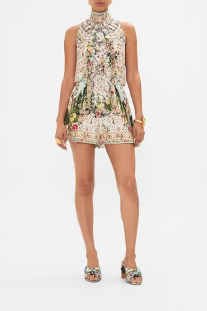 NECK TIE PLAYSUIT WITH ELASTIC WAIST RENAISSANCE ROMANCE