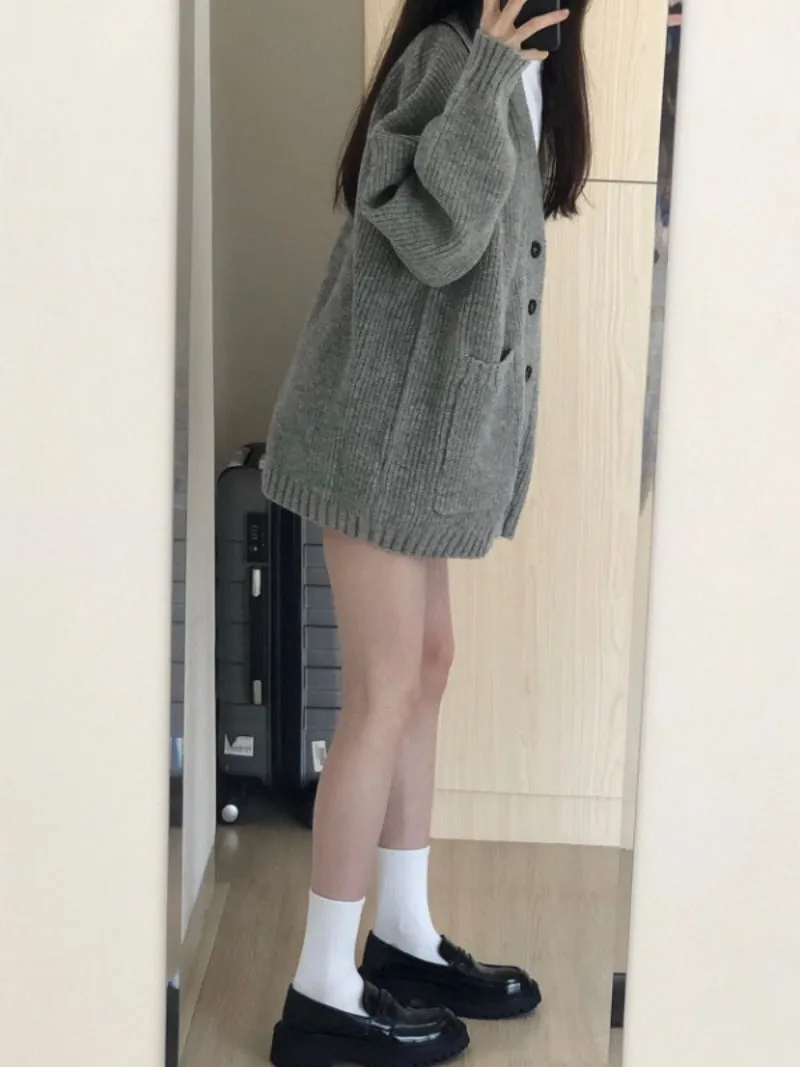 Oversized long buttoned cardigan