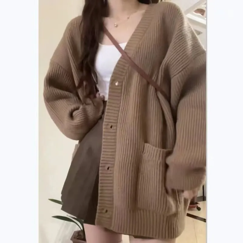 Oversized long buttoned cardigan