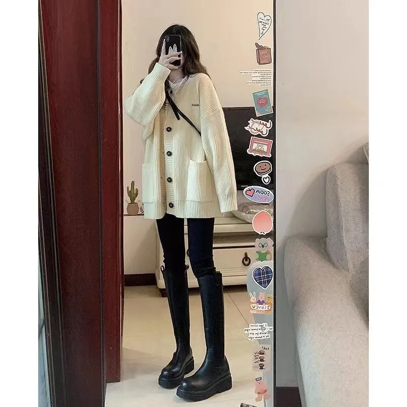Oversized long buttoned cardigan