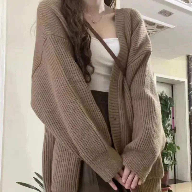 Oversized long buttoned cardigan