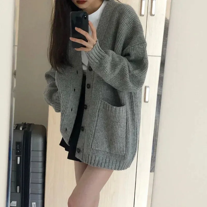 Oversized long buttoned cardigan