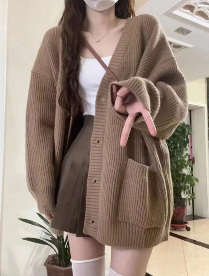 Oversized long buttoned cardigan