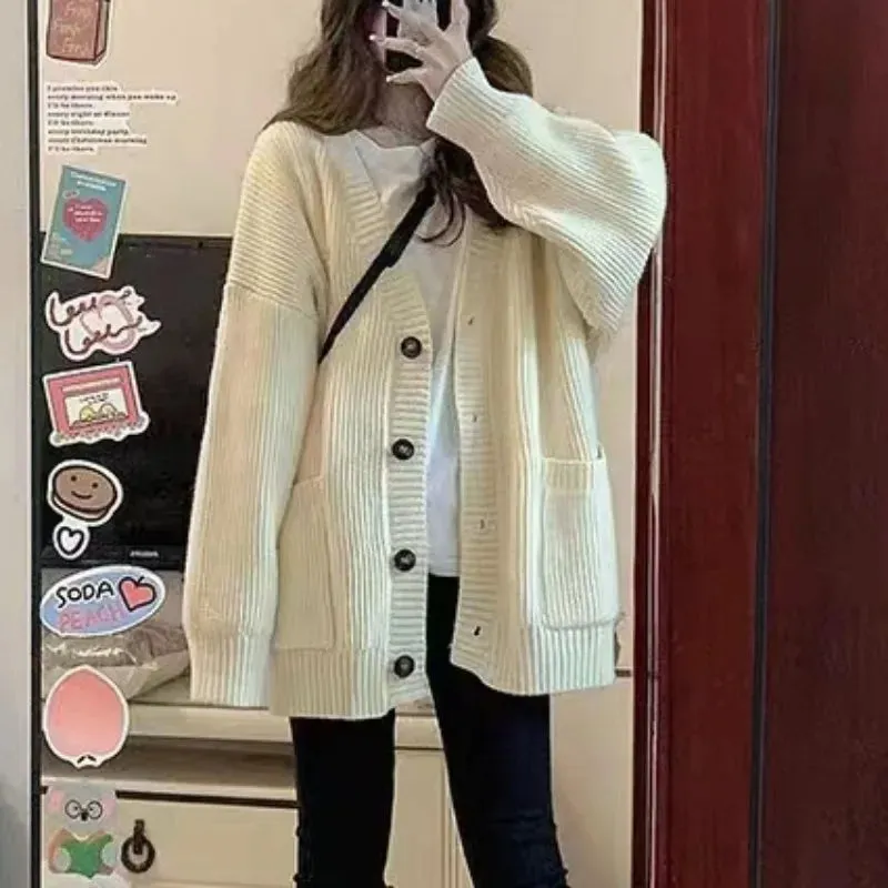 Oversized long buttoned cardigan