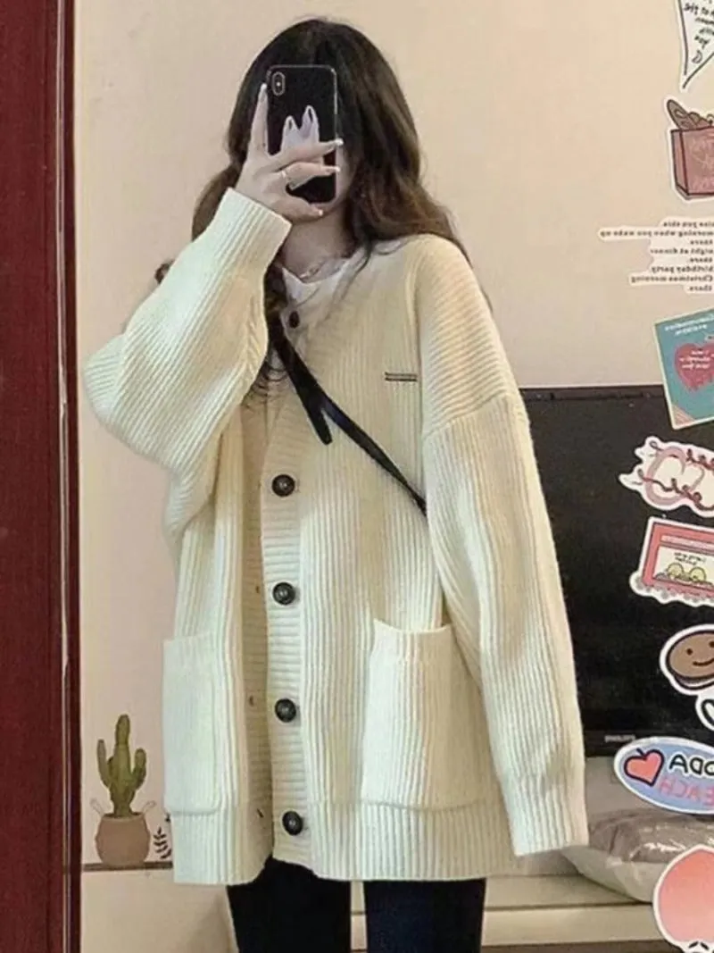 Oversized long buttoned cardigan