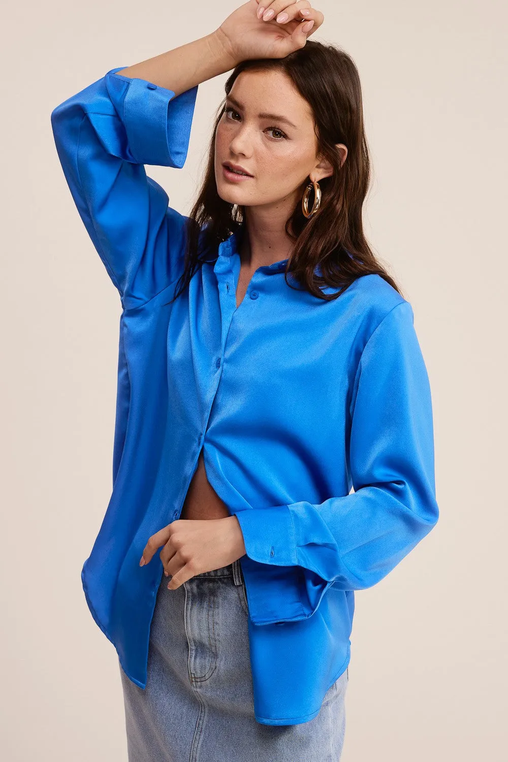 Paris Silky Button Down Top