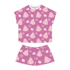 Pink Christmas Pajama Set | Womens Festive Loungewear | Holiday Two-Piece Sleepwear Gift