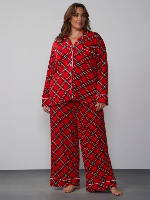 Plus Tartan Plaid Pajama Set