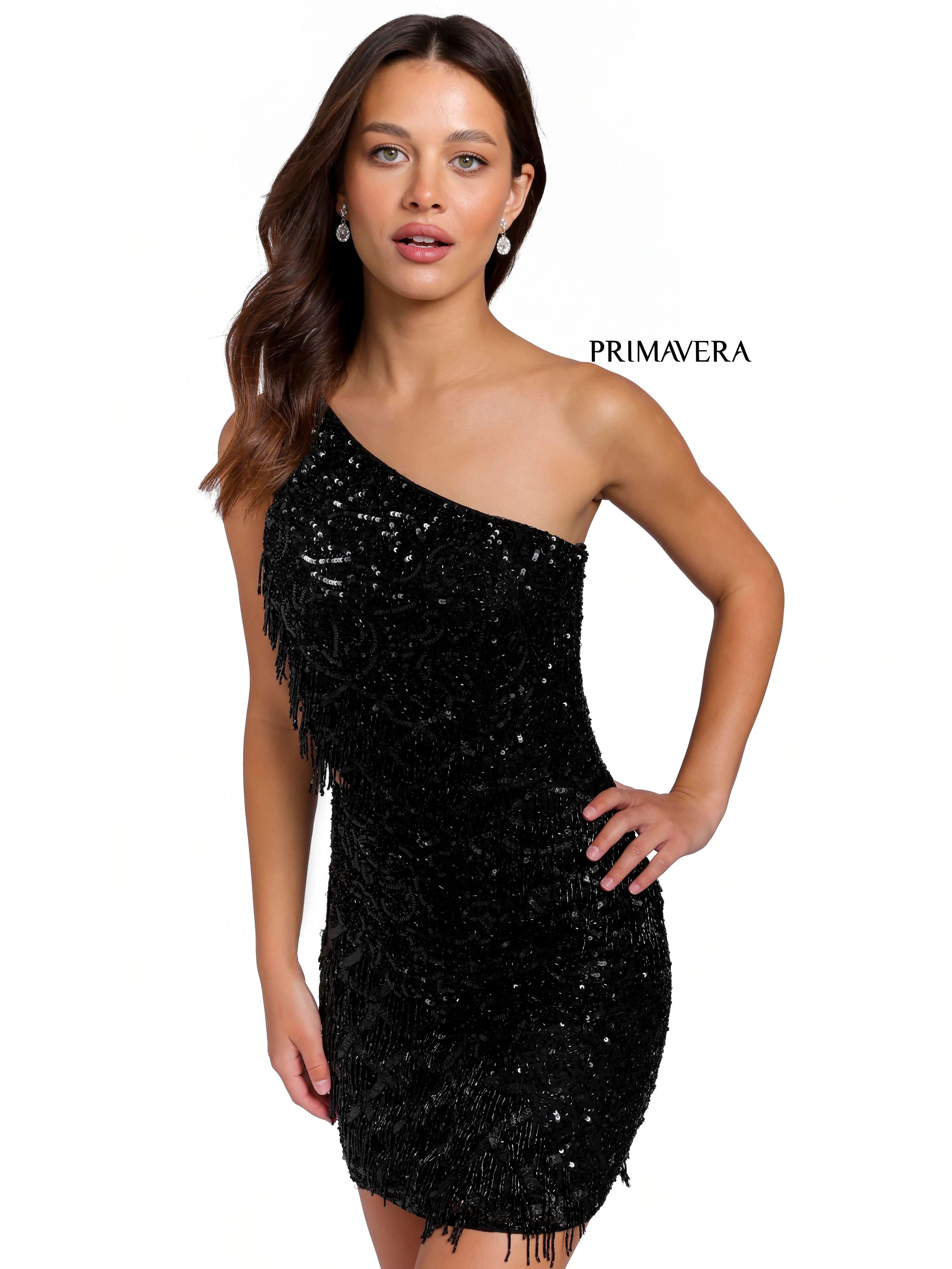 Primavera Couture 3836 Short Homecoming Dress Fitted Sequin Cocktail Dress