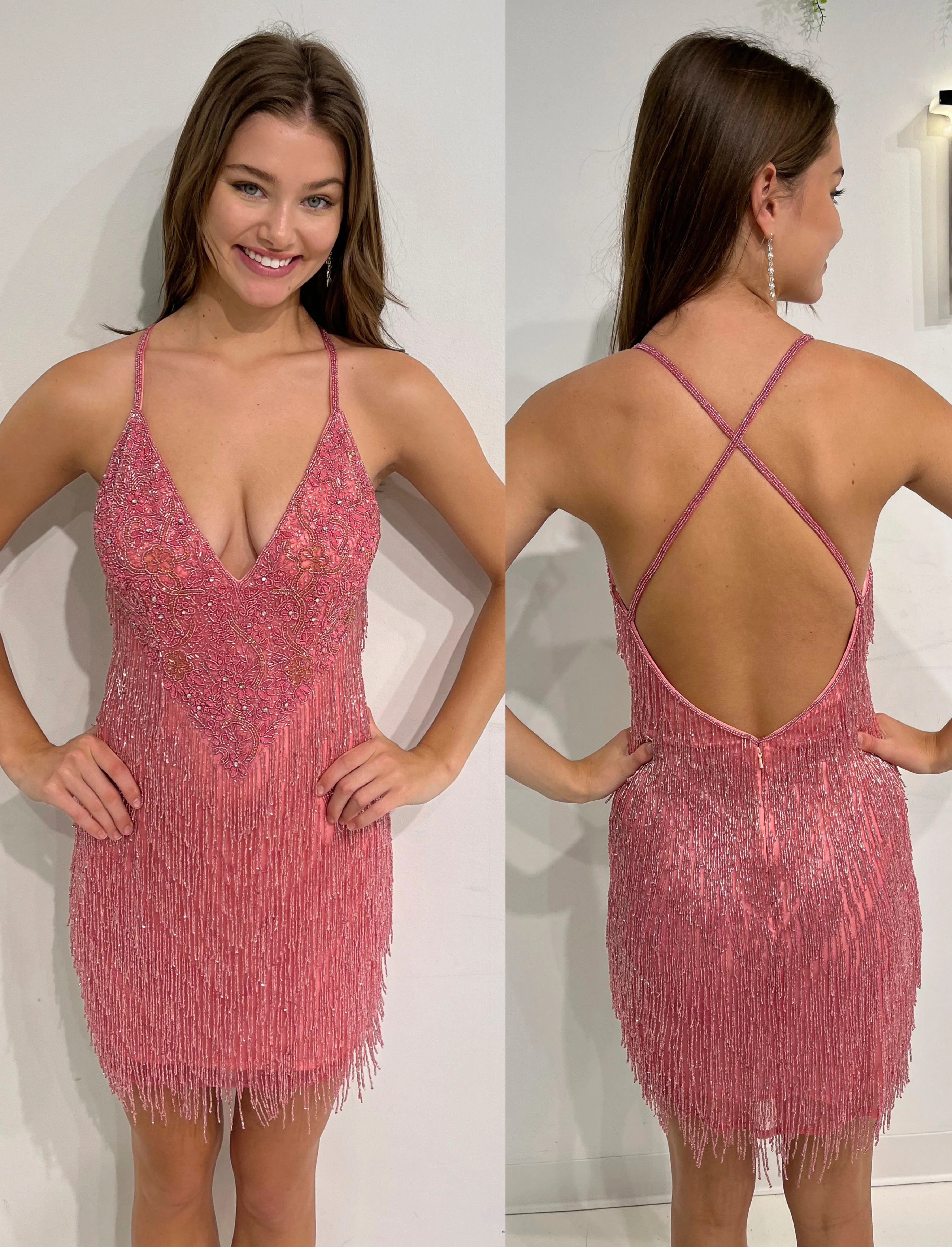 Primavera Couture 3851 Short Homecoming dress Fitted sequin beaded short cocktail dress