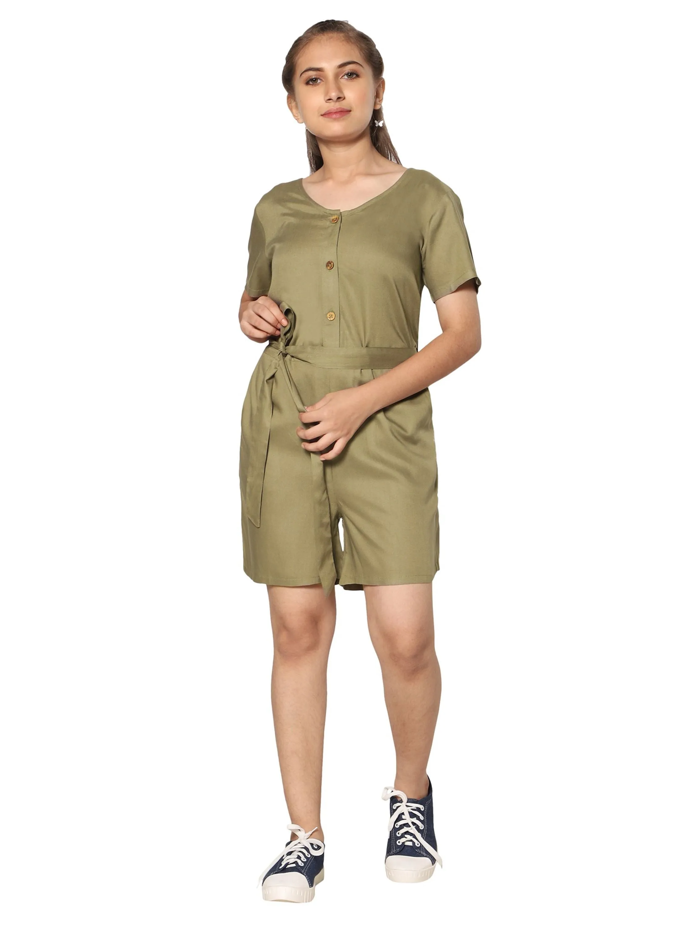 Rayon Play Suit-Olive