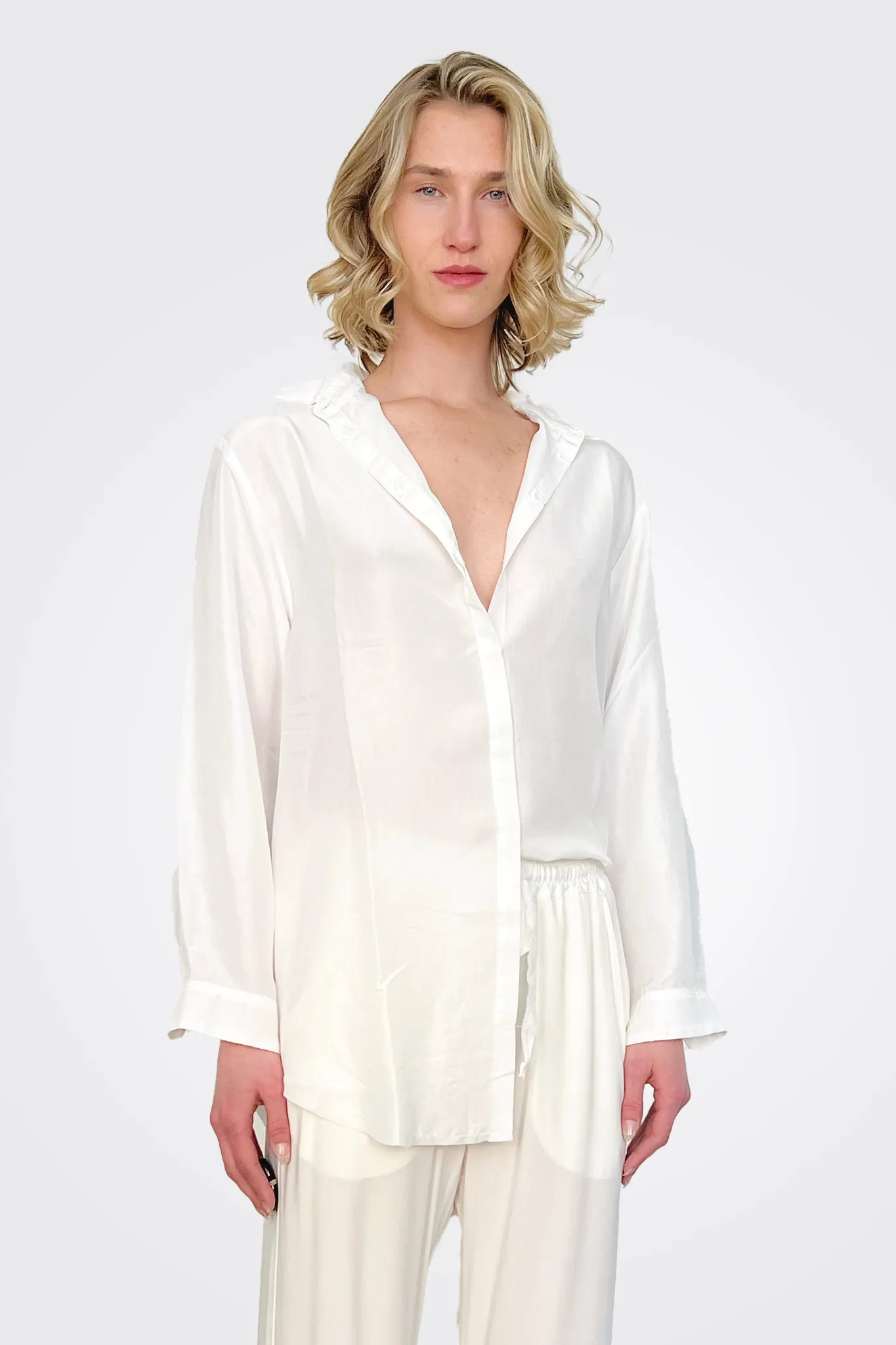 Silk Button Down Shirt - Natural