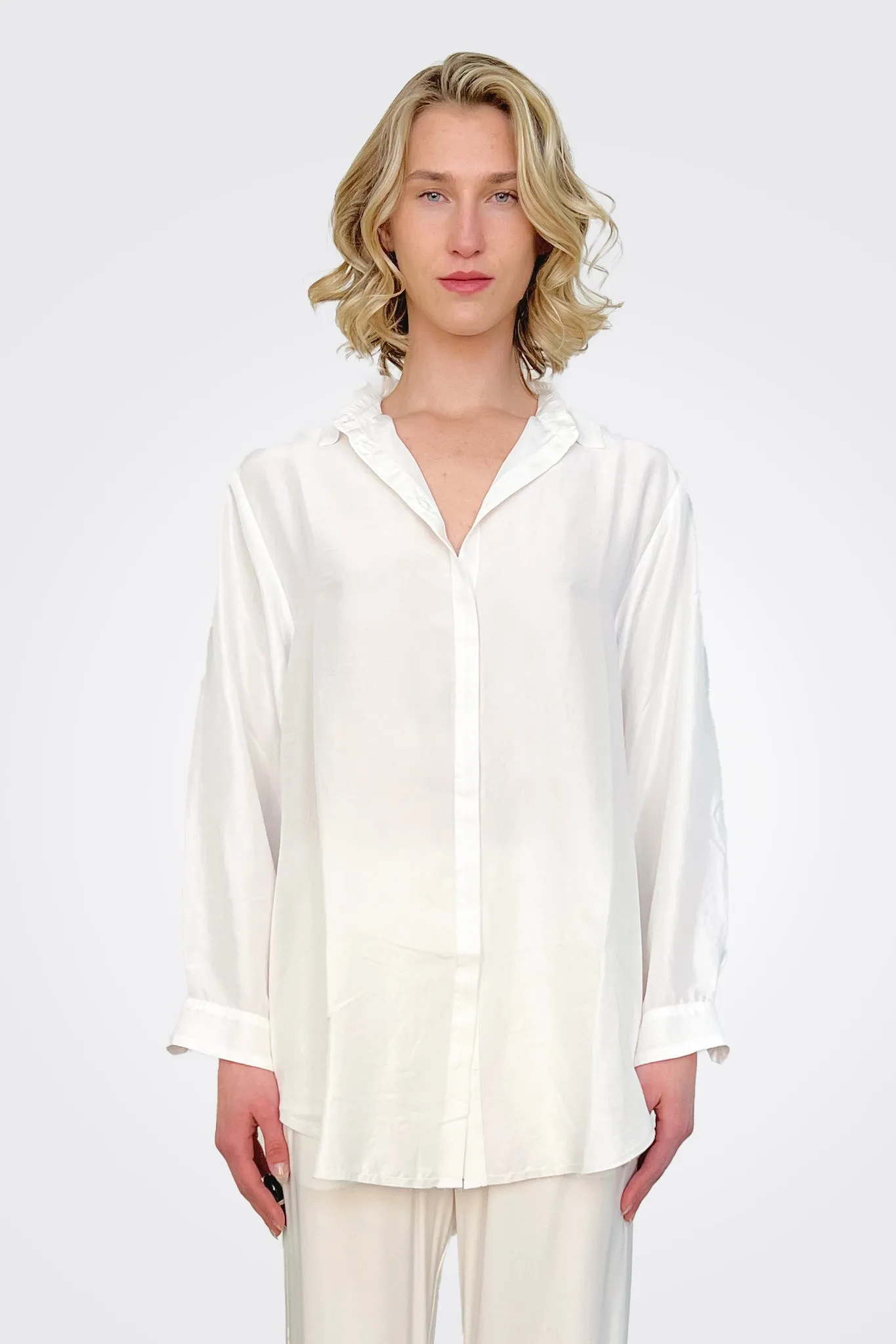 Silk Button Down Shirt - Natural