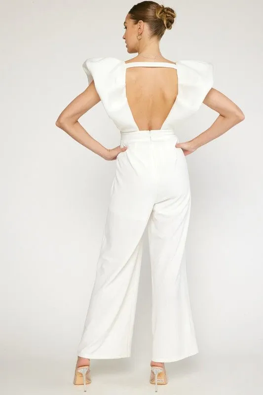 V-NECK WIDE LEG JUMPSUIT