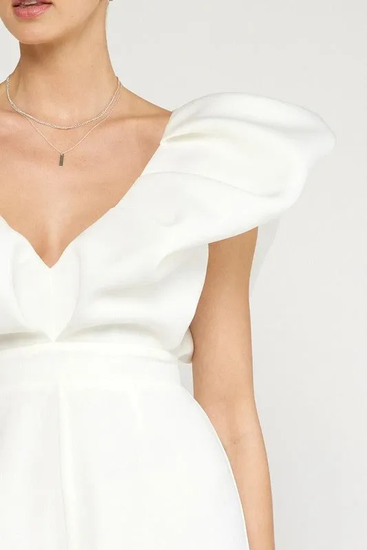 V-NECK WIDE LEG JUMPSUIT
