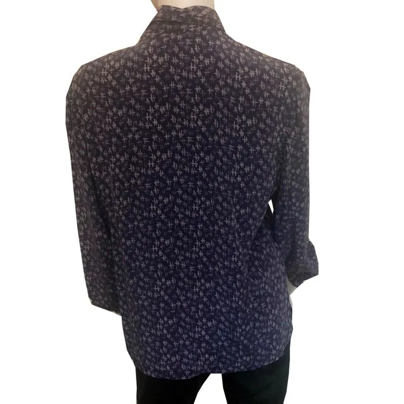 Vintage 1990s Halston Logo Purple Silk Blouse