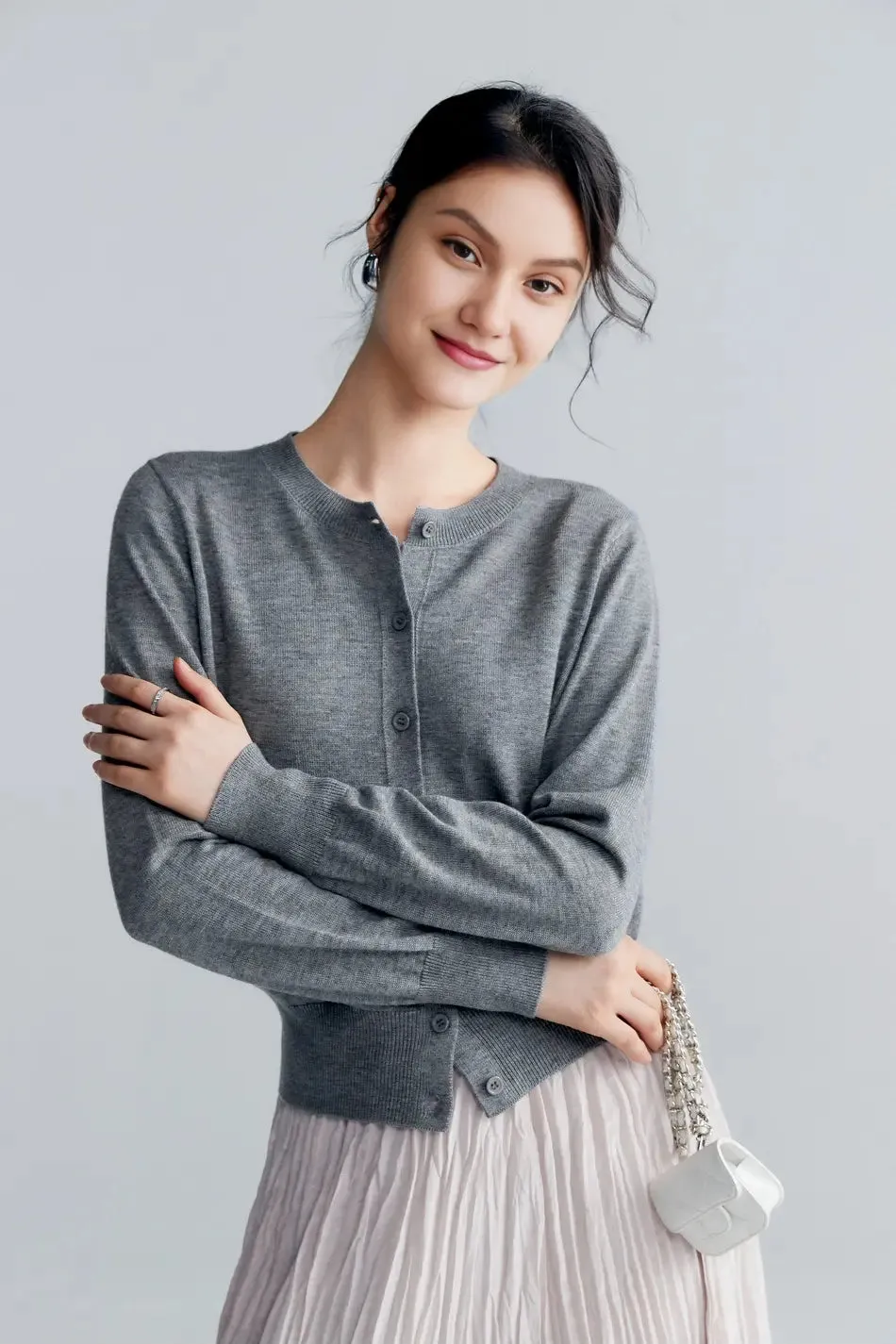 Vintage Long Sleeve Crewneck Sweater With Ribbed Trims