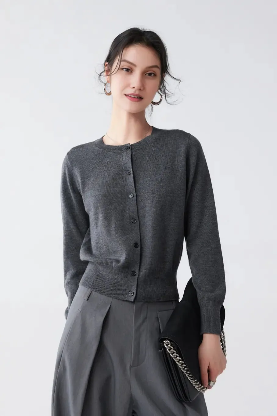 Vintage Long Sleeve Crewneck Sweater With Ribbed Trims