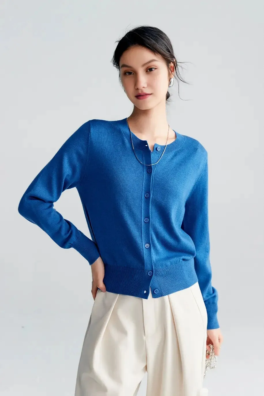 Vintage Long Sleeve Crewneck Sweater With Ribbed Trims