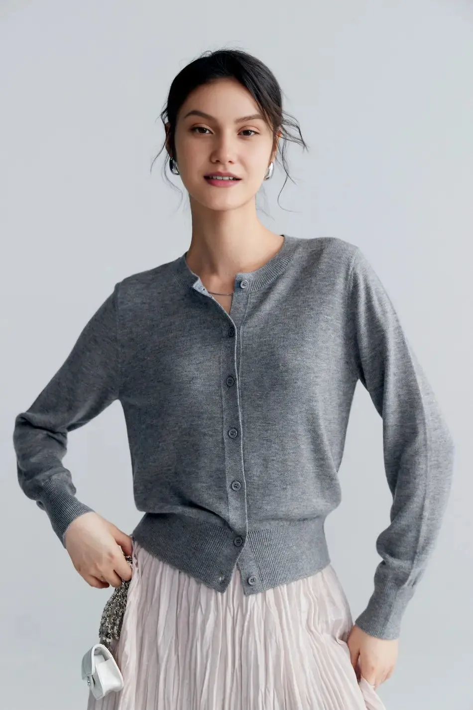 Vintage Long Sleeve Crewneck Sweater With Ribbed Trims