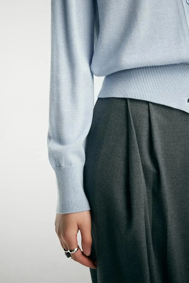 Vintage Long Sleeve Crewneck Sweater With Ribbed Trims