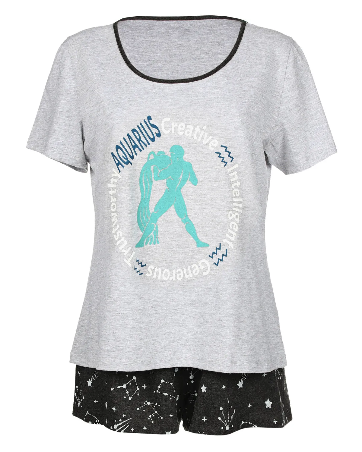 Women’s Aquarius Zodiac Sign PJ Short Set