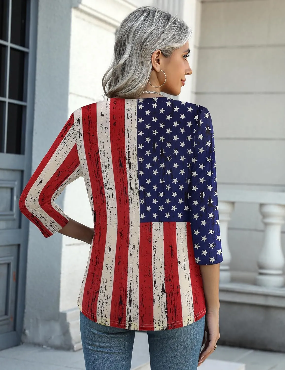 Zeagoo Womens 3/4 Length Sleeve Tunic Tops Casual V Neck Shirts Basic Tees Business Work Blouses Summer Fall 2025 Clothes