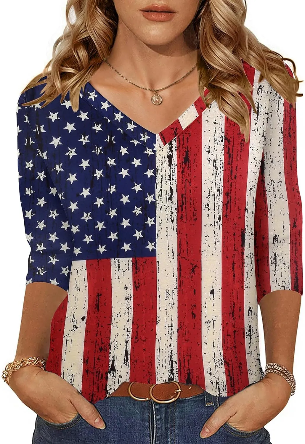 Zeagoo Womens 3/4 Length Sleeve Tunic Tops Casual V Neck Shirts Basic Tees Business Work Blouses Summer Fall 2025 Clothes